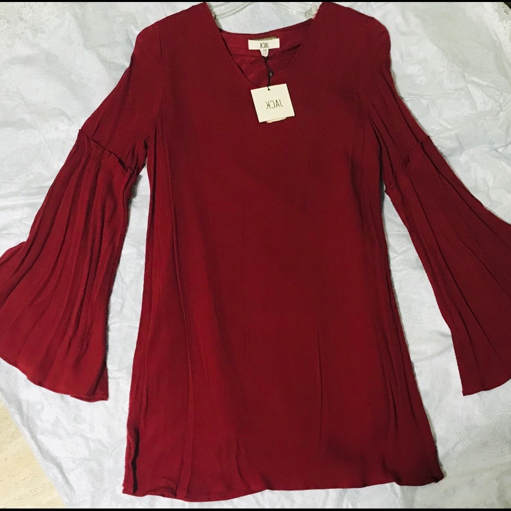 Ladies Burgundy Wine Dress, Long sleeves